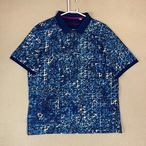 Robert Graham Men's XL Classic Fit Blue Geometric Print‎ Polo Shirt